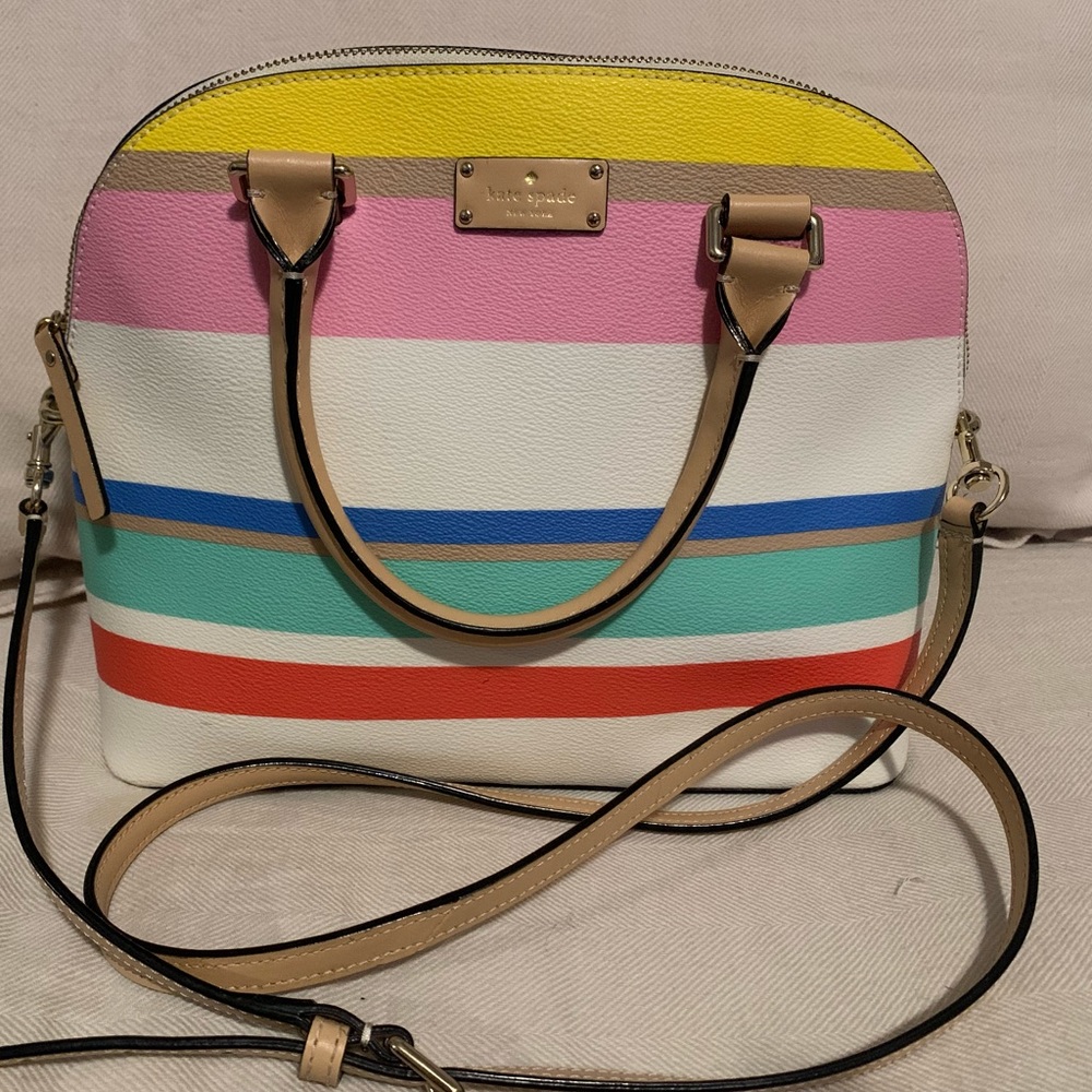 💎Kate Spade NY Dune Stripe Carli Grove Leather Satchel